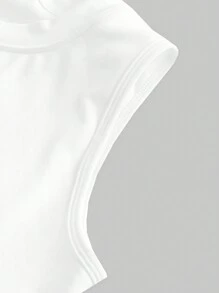 SHEIN Tween Girls' Knitted Solid Color Vest And V-Waist Skirt Sports Two-Piece Set - White - View 4