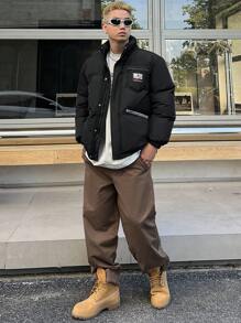 DAZY Men's Front Open Cardigan Jacket, Padded Coat Winter - Black - View 7