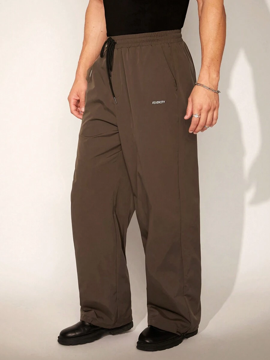 FeverCity Quần dài dệt ống rộng cho nam có còng co giãn - màu nâu - Xem 1