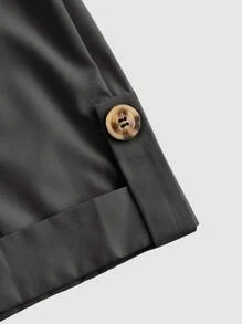 SHEIN MOD سروال مخطط باللون الأبيض والأسود ذو حزام كبير بأسلوب عتيق مقاس كبير، لون مشمشي