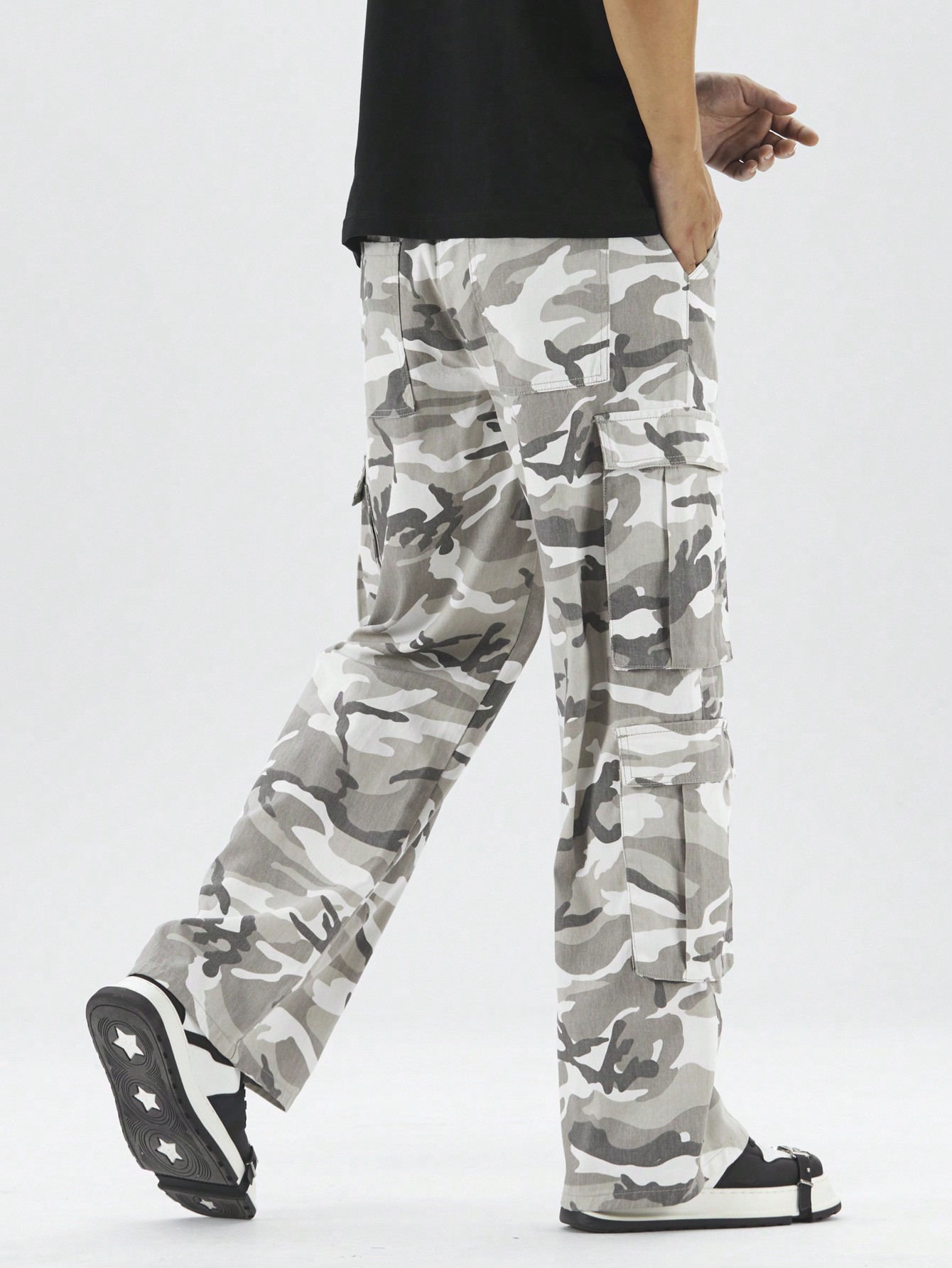 Our Street Life Men's Baggy Camo Denim Workwear Long Jeans