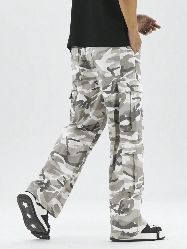 Our Street Life Men's Baggy Camo Denim Workwear Long Jeans