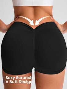 SHEIN Sport Studio Women's Solid Color Simple Everyday Sports ShortsWomen Sweat Short, Gym Short, Biker Short