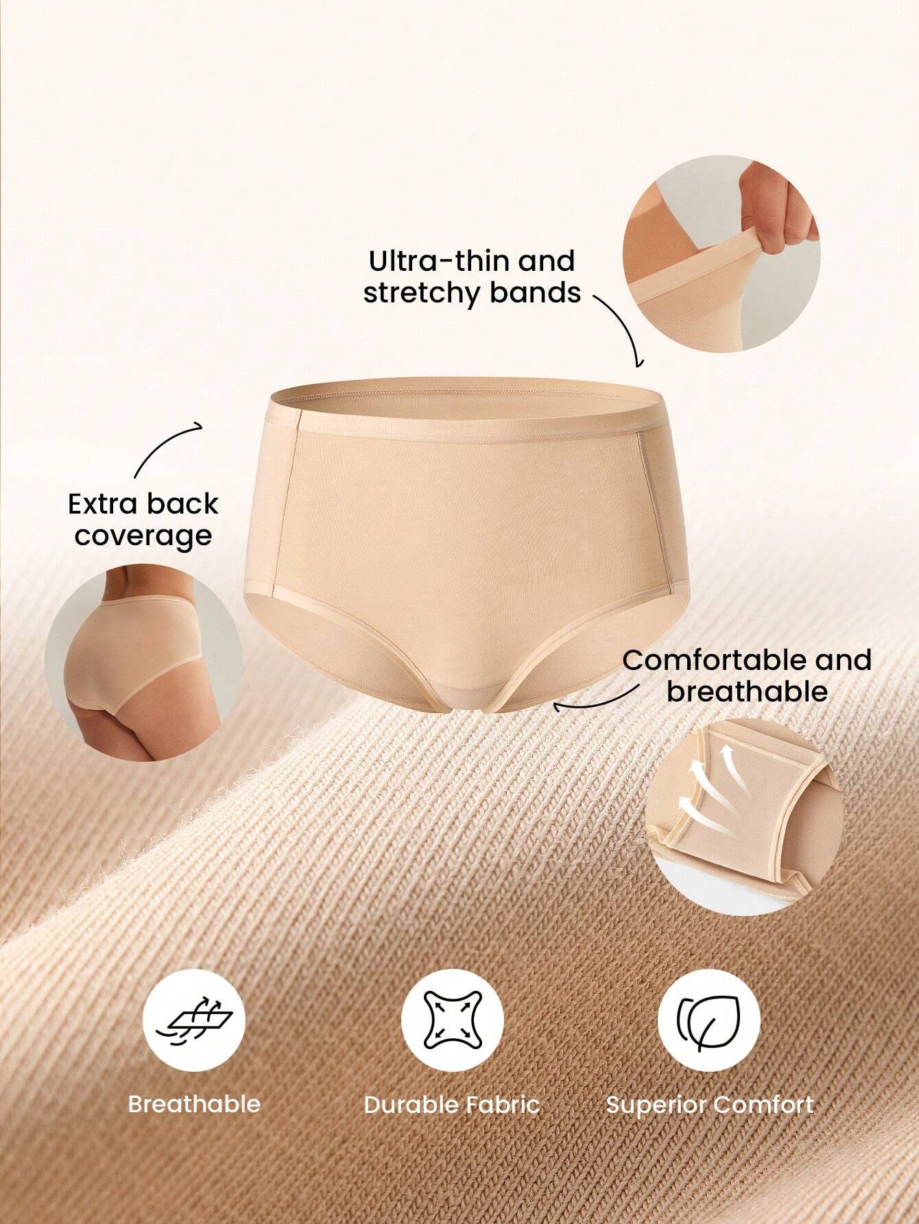 3-Pack Airy Cotton Basics High Waist Briefs Women Underwear Panties Set-Shades Of Blue Also Suitable For Teen Girl & Young & Kid