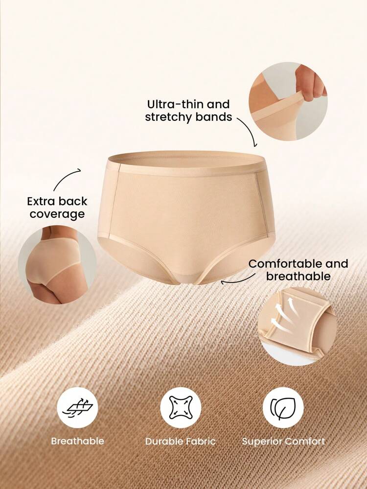 3-Pack Airy Cotton Basics High Waist Briefs Women Underwear Panties Set-Shades Of Blue Also Suitable For Teen Girl & Young & Kid