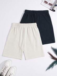 RueChic Men's Basic Waffle Fabric Shorts, 2-Pack - Dark Grey - View 2