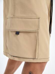 Manfinity NXTstreet Men's Loose Straight-Fit Shorts With Patch Pockets, Suitable For Summer - Khaki - View 6