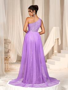 Faeriesty 单肩网眼亮片礼服