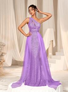 Faeriesty 单肩网眼亮片礼服