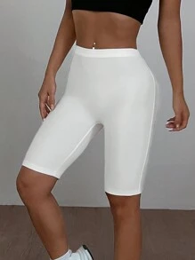 SHEIN EZwear Pantalones cortos de ciclista ajustados de talla grande para mujeres, de unicolor, con tela elástica y fresca, para verano, Día de la Madre, 3 piezas