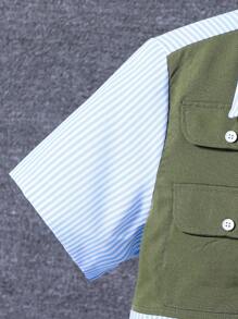 SHEIN 青少年男孩短式背心、襯衫及貨物褲2件組 - 彩色 - 查看 5