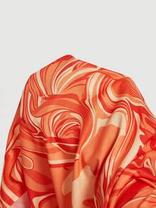SHEIN MOD Vestido rosa con estampado de mármol para mujer con aberturas laterales en las mangas sin mangas - Naranja - Ver 6