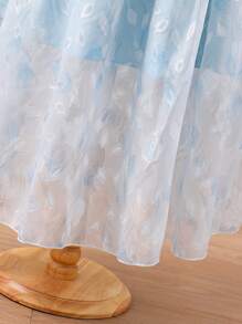 夏季Tween女孩ELGANTZ優雅的娃娃邊長袖開衫和花卉印花Cami裙套裝，輕盈的提花紋理，完美適用於派對和度假