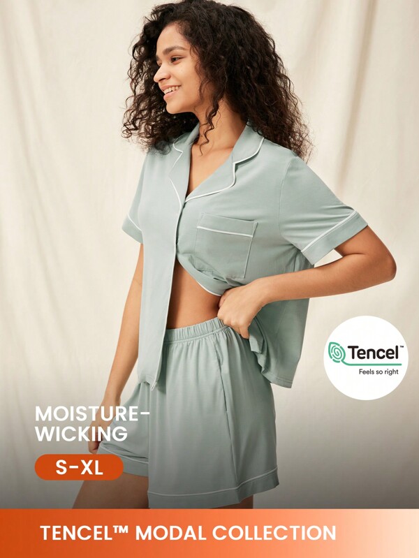 LUVLETTE Set de pijamale scurte super moale TENCEL™ Modal pentru femei Seturi lounge pentru femei