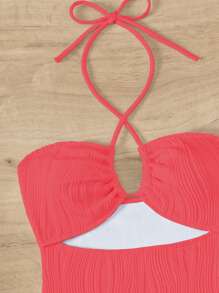 SHEIN Swim 2 pièces/Set Maillot de bain une pièce simple à bretelles croisées de couleur unie quotidien pour femmes, été