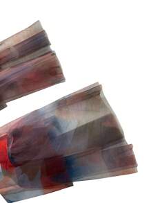 歐美女性時尚修身性感荷葉邊網紗拼接印花長褲 - 淺粉色 - 查看 6