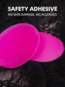 大尺寸女士粉色內衣配件 1對圓形乳頭貼 - 玫紅色 - 查看 3