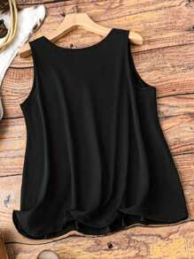 SHEIN LUNE Áo ba lỗ in hình bàn tay kéo cờ ngày độc lập cỡ lớn mùa hè - màu đen - Xem 2