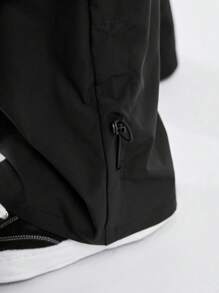 Manfinity VCAY Men's Loose Fit Woven Cargo Pants With Embroidered English Letter Pattern - Black - View 4