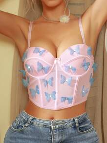 Women's Underwire Bustier Bra 1pc Pink - Pink - View 1