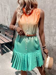 SHEIN LUNE Vestido diario de mujer sin mangas, sencillo y plisado, de colores - Multicolor - Ver 6