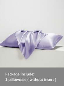 1件 雪艳 紫色 纯色缎面枕套 夏季 清凉 亲肤 舒适 枕套 男女生 在校学生 宿舍装扮 床上用品 不含枕芯 单人全尺寸大号双人床