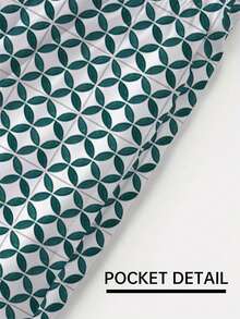 Men's Vacation Geometric Printed Drawstring Waist Loose Beach Shorts - Green - View 3