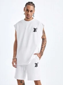 Manfinity VCAY Locker Gestricktes Tanktop-set Für Herren Mit Englischem Und Sternförmigem Aufdruck