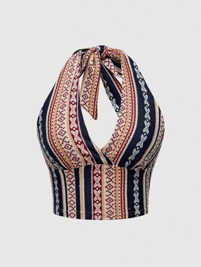 Women's  Sleeveless Tank Top With Hippie Halter