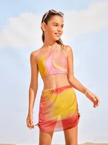 Tween Girl Ombre Bikini Set - Orange - View 6