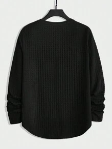 Manfinity VCAY 男士字母贴花T恤和抽绳腰带运动裤夏季套装 - 黑色 - 查看 8