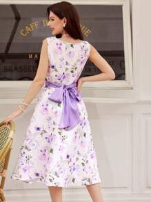 Vintamour Abiti vintage eleganti per donne taglie forti, con motivo jacquard a rose e fiocco, adatti per vacanza/festa, vestiti estivi da donna, vestiti da cerimonia, per laurea, per matrimonio come ospiti, abiti leggeri da donna per vacanze, abiti estivi da donna, abiti eleganti e formali per donne, abiti da Pasqua, di compleanno, da cerimonia