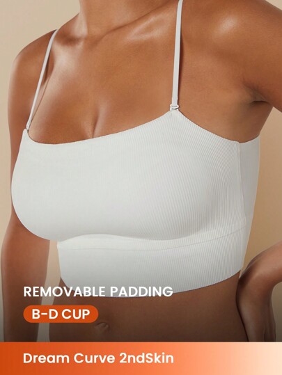 LUVLETTE Camiseta sin costuras con sujetador integrado Dream Curve 2ndSkin blanca, sin espalda, para uso deportivo, lencería como prenda exterior, talla única, camiseta de tirantes, top tubo cómodo, imprescindible también adecuado para adolescentes, jóvenes y niñas, sin necesidad de sujetador