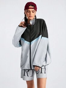 SHEIN Sports Women's Casual Sportswear, Loose And Lightweight Patchwork Streetwear For Urban Commuting And Hiking - Multicolor - View 4