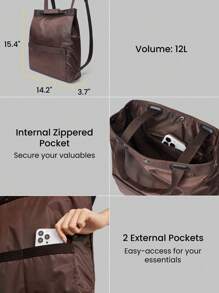 GLOWMODE 12L Backpack Shoulder Bag Commuting Travel Office Tennis - Chocolate Brown - View 4