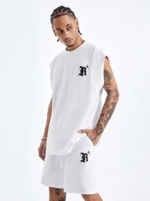 Manfinity VCAY Locker Gestricktes Tanktop-set Für Herren Mit Englischem Und Sternförmigem Aufdruck