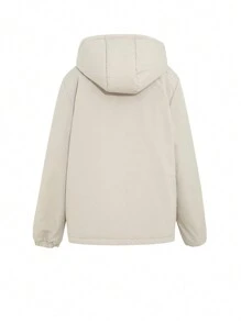 DAZY Men's Hooded Letter Print Padded Coat, Winter Jacket - Khaki - View 18