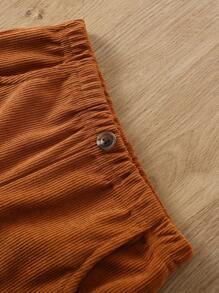 SHEIN Vintaside Kids Bộ 3 quần dài có túi, màu trơn, chất liệu vải nhung kẻ cho bé trai, thích hợp mặc hàng ngày, quần áo trẻ em trung tính mùa xuân/thu, phong cách thu/đông. - Nhiều màu - Xem 5