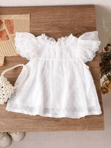 Ensemble de 2 pièces Tenue élégante fille tissée avec décoration de perles et manches évasées, style d'été quotidien - Beige - Voir 5