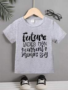 Customized Gray English Printed Short Sleeve T-Shirt For Boys - Grey - View 3