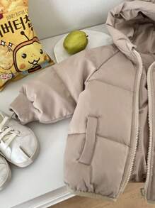 Abrigo de invierno grueso y cálido de moda informal para uso diario para bebé niño, ropa de invierno - Caqui - Ver 5