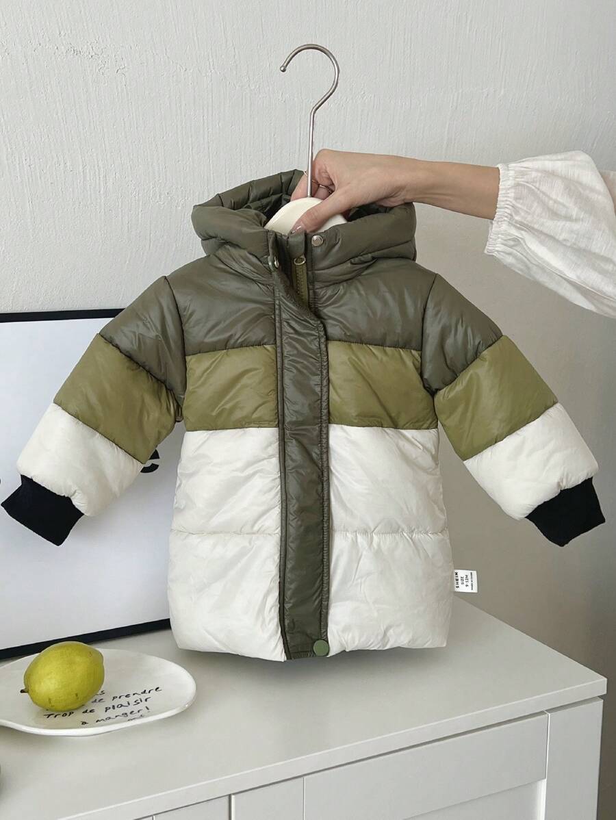 男婴加厚保暖连帽棉服外套，秋冬时尚 - 彩色 - 查看 1