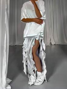 New Jellyfish Lace Bodycon Skirt, Versatile And Fashionable Pencil Skirt - Silver - View 3