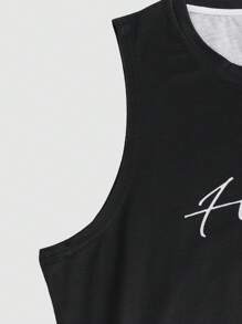 Manfinity Homme 男士夏季漸層字母印花休閒圓領背心上衣