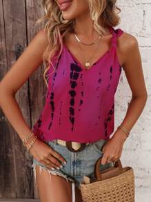 SHEIN LUNE 紮染背心上衣 - 紫色 - 查看 1