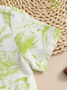 Bộ đồ mùa hè kiểu Trung Quốc cho bé trai Đường Áo sơ mi và quần short ngắn tay, Bộ trang phục dệt - màu xanh lá - Xem 7