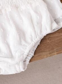 Ensemble de 2 pièces Tenue élégante fille tissée avec décoration de perles et manches évasées, style d'été quotidien - Beige - Voir 6