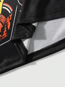 ROMWE MEN Street Life 男式 88 图标印花短袖 T 恤、运动 T 恤、街头复古 - 黑色 - 查看 7