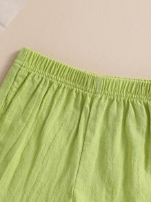 Bộ đồ mùa hè kiểu Trung Quốc cho bé trai Đường Áo sơ mi và quần short ngắn tay, Bộ trang phục dệt - màu xanh lá - Xem 5