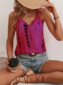 SHEIN LUNE 紮染背心上衣 - 紫色 - 查看 4